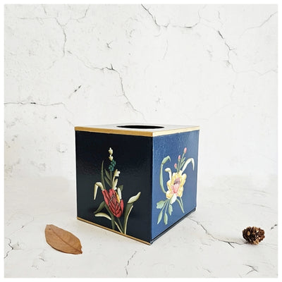 HAND PAINTED - TISSUE BOX TALL - MIDNIGHT BLUE