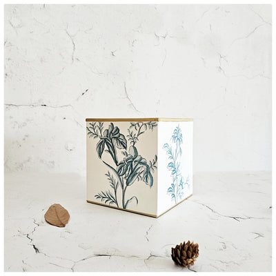 HAND PAINTED - TISSUE BOX TALL - WHITE SUMMER