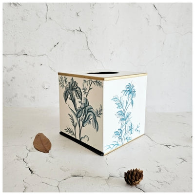 HAND PAINTED - TISSUE BOX TALL - WHITE SUMMER