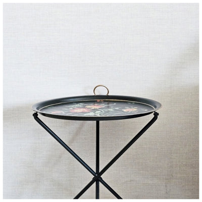 HAND PAINTED - TRIPOD STAND TABLE TOP - MIDNIGHT BLACK