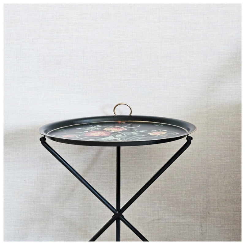 HAND PAINTED - TRIPOD STAND TABLE TOP - MIDNIGHT BLACK