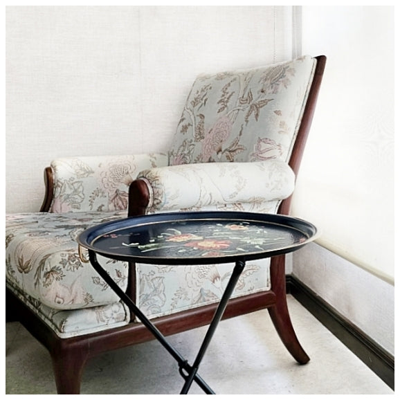 HAND PAINTED - TRIPOD STAND TABLE TOP - MIDNIGHT BLUE