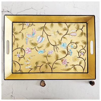 HAND PAINTED - SERVING TRAY RECTANGLE - GOLDEN LEAF