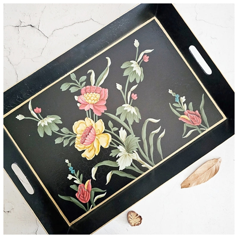 HAND PAINTED - SERVING TRAY RECTANGLE - MIDNIGHT BLACK