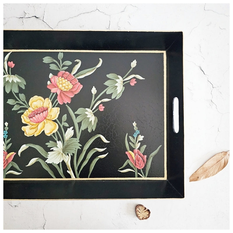 HAND PAINTED - SERVING TRAY RECTANGLE - MIDNIGHT BLACK