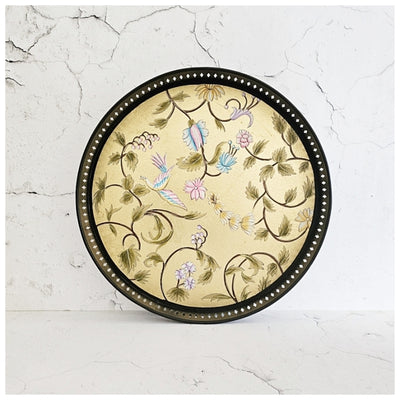 HAND PAINTED - SERVING TRAY ROUND LARGE - GOLDEN LEAF