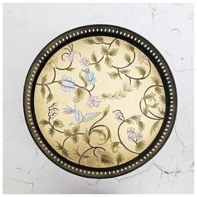 HAND PAINTED - SERVING TRAY ROUND LARGE - GOLDEN LEAF