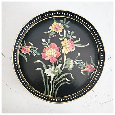 HAND PAINTED - SERVING TRAY ROUND LARGE - MIDNIGHT BLACK