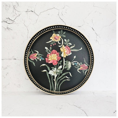 HAND PAINTED - SERVING TRAY ROUND LARGE - MIDNIGHT BLACK