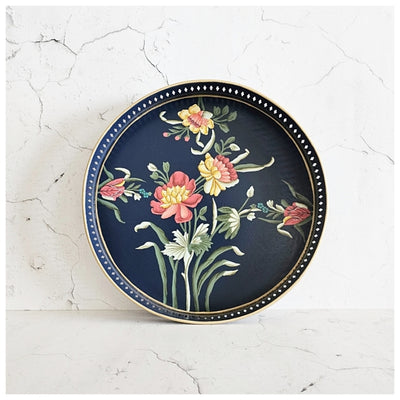 HAND PAINTED - SERVING TRAY ROUND LARGE - MIDNIGHT BLUE