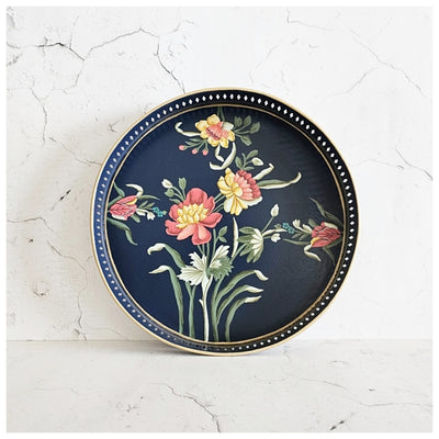 HAND PAINTED - SERVING TRAY ROUND LARGE - MIDNIGHT BLUE