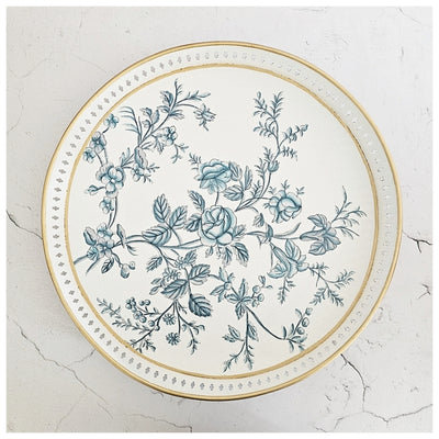 HAND PAINTED - SERVING TRAY ROUND LARGE - WHITE SUMMER