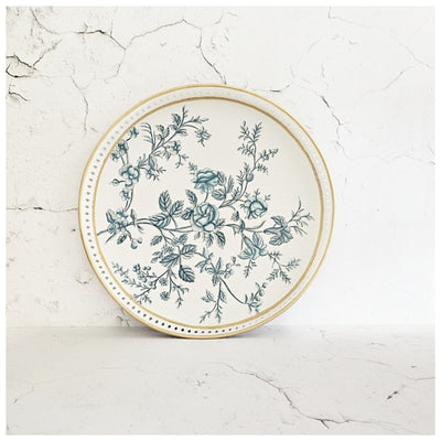 HAND PAINTED - SERVING TRAY ROUND LARGE - WHITE SUMMER
