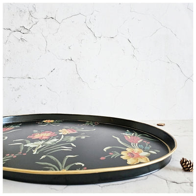 HAND PAINTED - BUTLER SERVING TRAY OVAL LARGE - MIDNIGHT BLACK