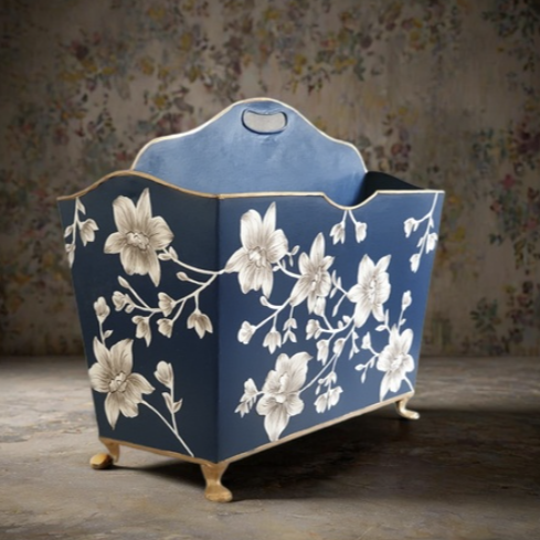 HAND PAINTED - MAGAZINE RACK - BLOOMING HIBISCUS