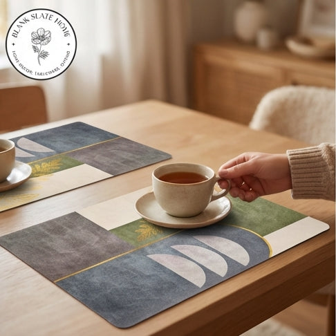 WIPE CLEAN TABLEMATS/PLACEMATS - ABSTRACT GOLDEN LEAF