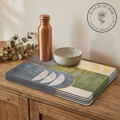 WIPE CLEAN TABLEMATS/PLACEMATS - ABSTRACT GOLDEN LEAF