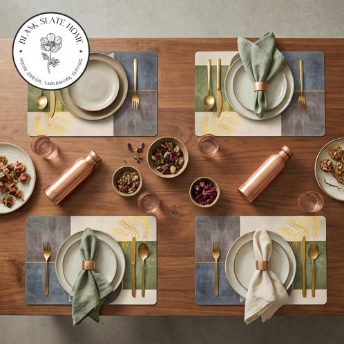 WIPE CLEAN TABLEMATS/PLACEMATS - ABSTRACT GOLDEN LEAF
