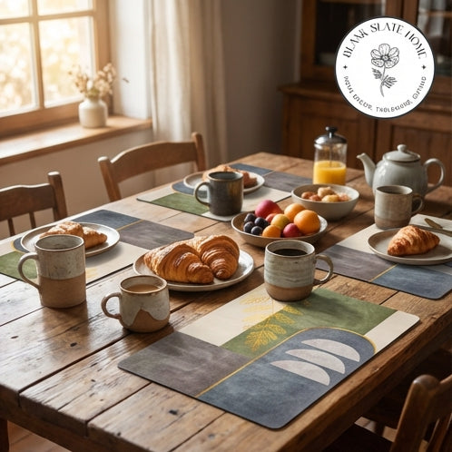 WIPE CLEAN TABLEMATS/PLACEMATS - ABSTRACT GOLDEN LEAF