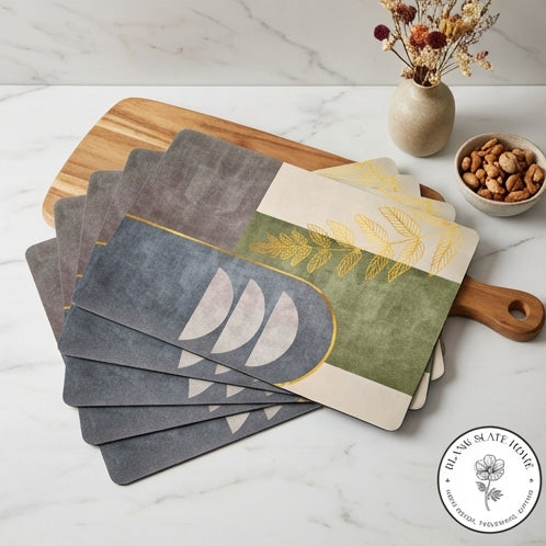 WIPE CLEAN TABLEMATS/PLACEMATS - ABSTRACT GOLDEN LEAF