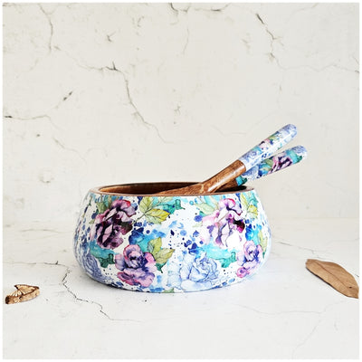 SALAD BOWL - MEDIUM - WOODEN SERVERS - IRIS BLOOM