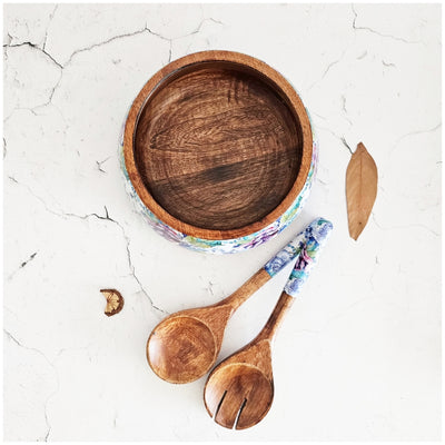 SALAD BOWL - MEDIUM - WOODEN SERVERS - IRIS BLOOM