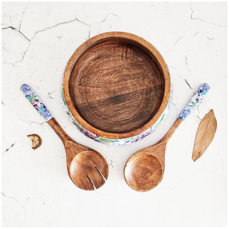 SALAD BOWL - MEDIUM - WOODEN SERVERS - IRIS BLOOM