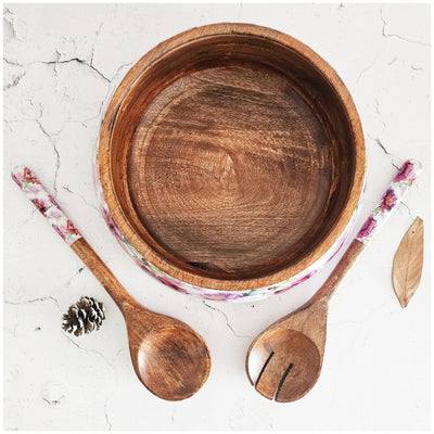 Salad Bowl - Large - Wooden Servers - Country Rose