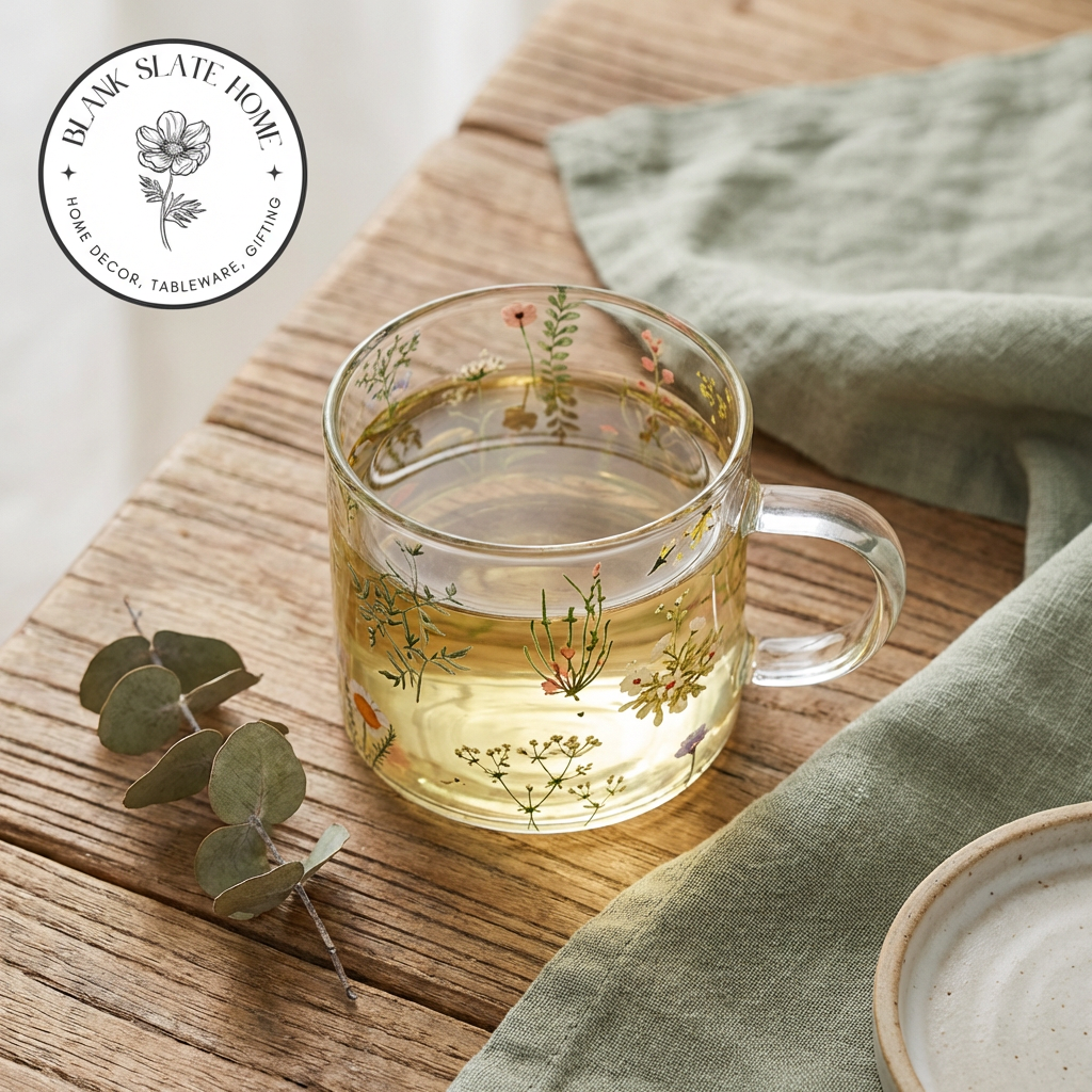 Glass Borosilicate - Tea Coffee Water Cup 90ml, Set of 2 - Floral Printed - Summer Floral