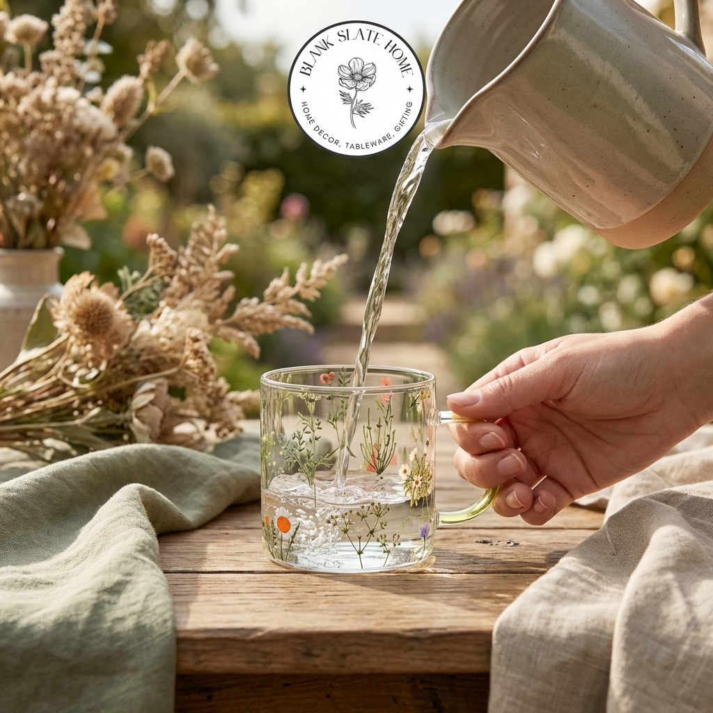Glass Borosilicate - Tea Coffee Water Cup 90ml, Set of 2 - Floral Printed - Summer Floral