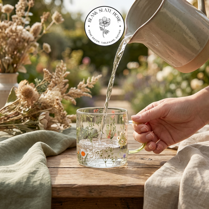 Glass Borosilicate - Tea Coffee Water Cup 90ml, Set of 2 - Floral Printed - Summer Floral