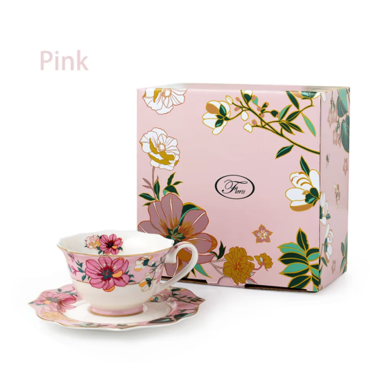 Ceramic - Tea Cup Set - Tuscany Pink