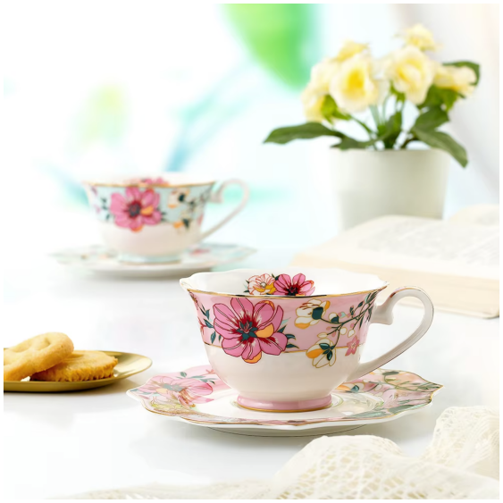 Ceramic - Tea Cup Set - Tuscany Pink