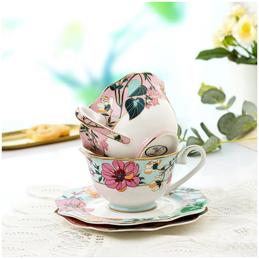Ceramic - Tea Cup Set - Tuscany Pink