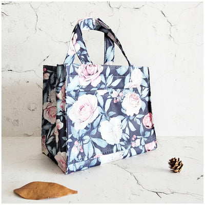Lunch Bag - Grey & Pink Roses