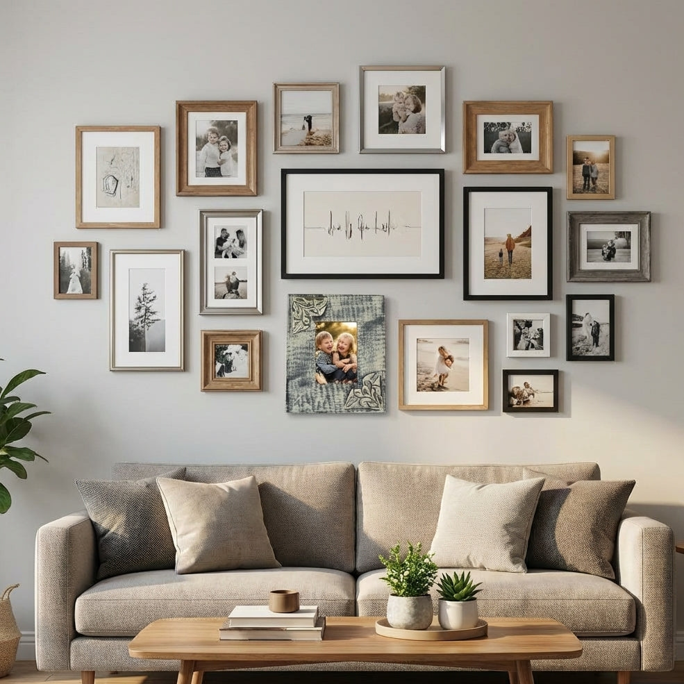 Photo Frame - Distress Green - Sides Carved