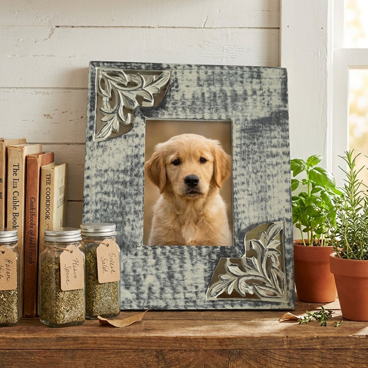 Photo Frame - Distress Green - Sides Carved