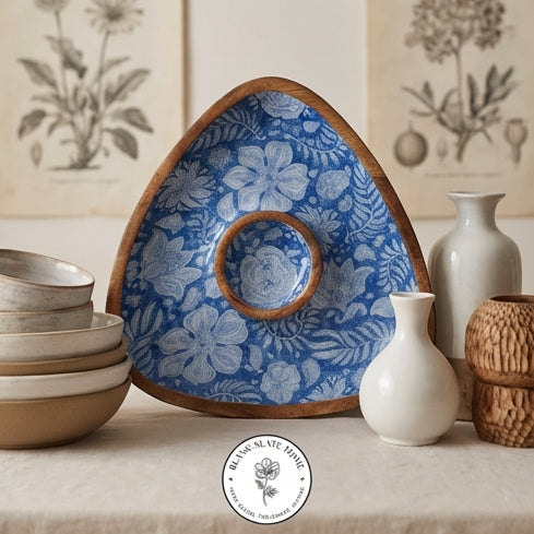 Triangle Dip Dish Platter - Blue Lotus