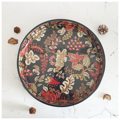 Serving Tray - Round - Dark Blue Floral