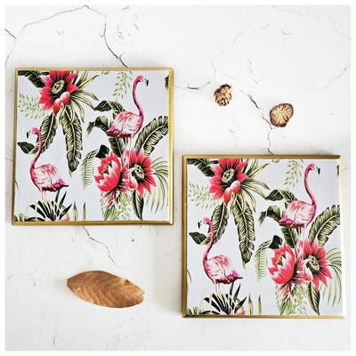 TRIVETS - SQUARE (Set of 2) - FLAMINGO