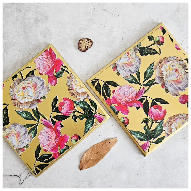 TRIVETS - SQUARE (Set of 2) - GOLDEN BOUQUET