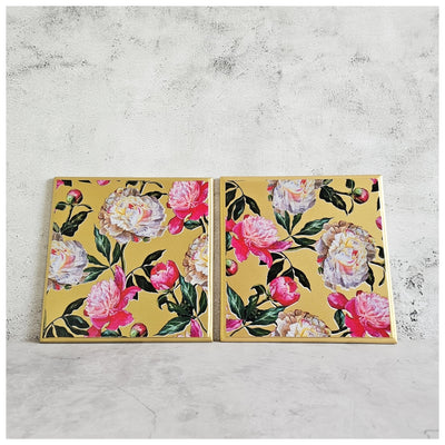 TRIVETS - SQUARE (Set of 2) - GOLDEN BOUQUET