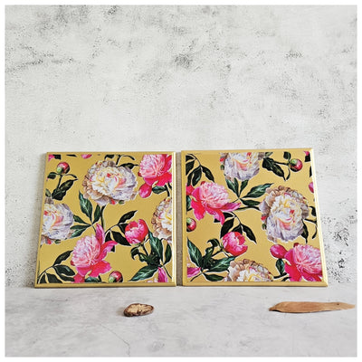 TRIVETS - SQUARE (Set of 2) - GOLDEN BOUQUET