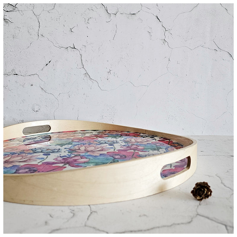 SERVING TRAY WITH HANDLE CUTS - ROUND - KAMALAM