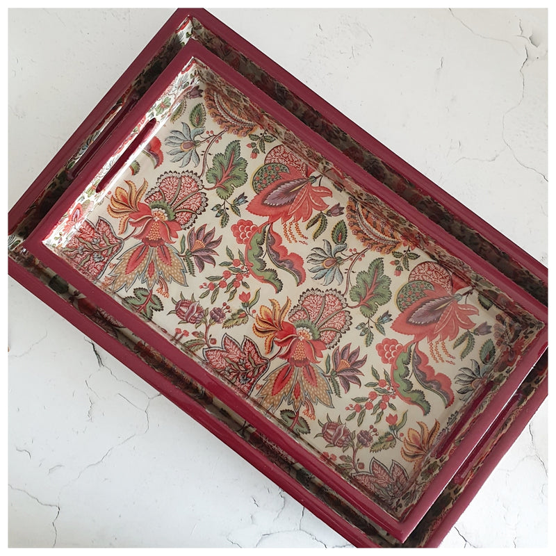 SERVING TRAY - RECTANGLE  - Set of 2 - Kalamkari