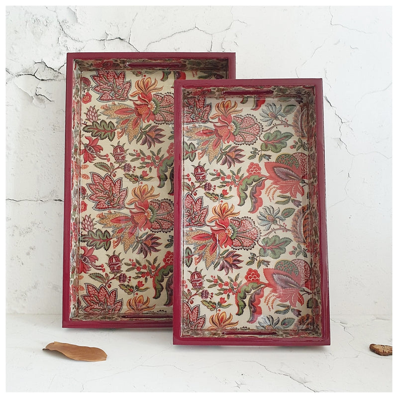 SERVING TRAY - RECTANGLE  - Set of 2 - Kalamkari