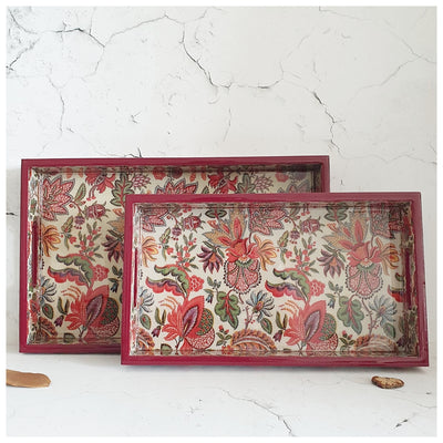 SERVING TRAY - RECTANGLE  - Set of 2 - Kalamkari