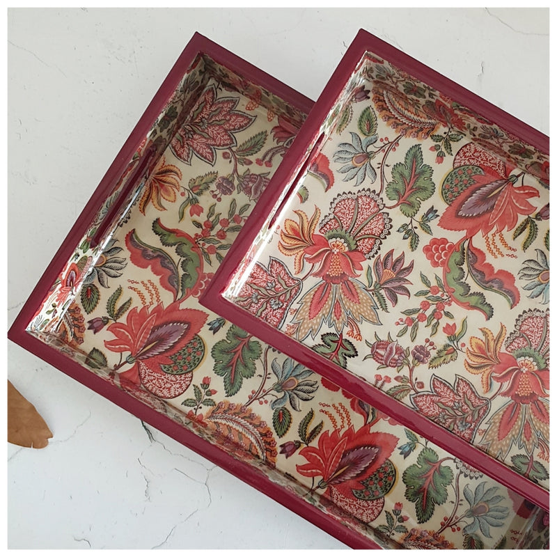 SERVING TRAY - RECTANGLE  - Set of 2 - Kalamkari