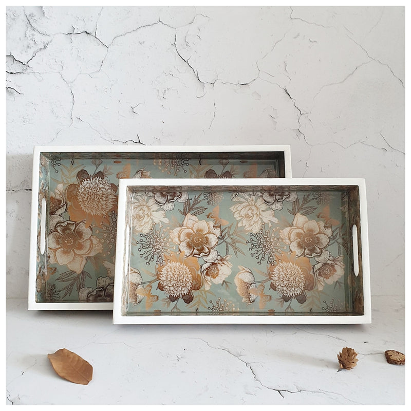 SERVING TRAY - RECTANGLE  - Set of 2 - Summer Rain