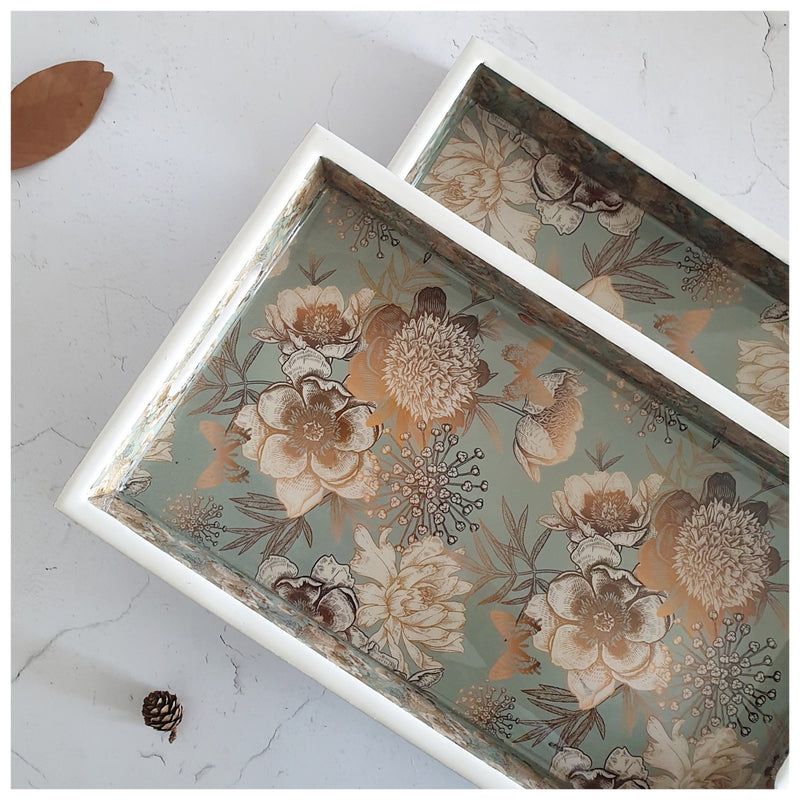 SERVING TRAY - RECTANGLE  - Set of 2 - Summer Rain